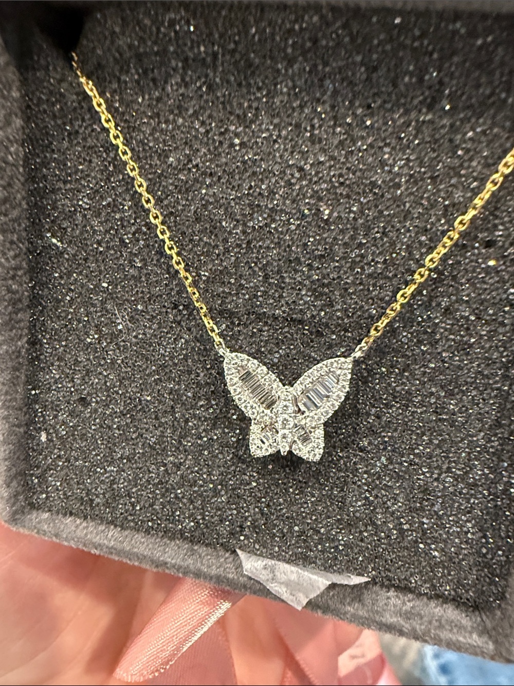 NWB Gorg NICOLE ROSE Medium Two Tone Diamond Butterfly Necklace